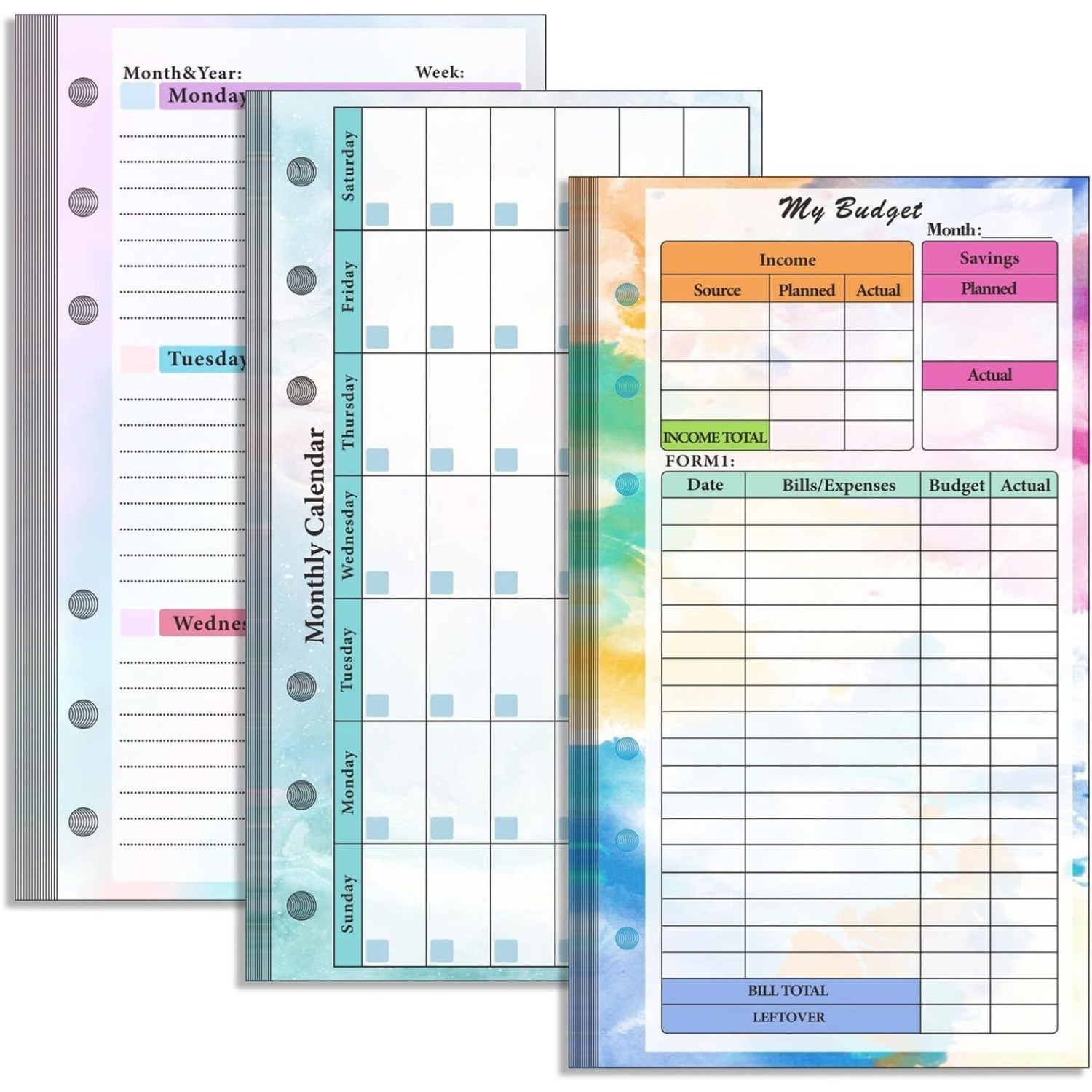 Planner Weekly Budget - Set di ricariche raccoglitori A6 a